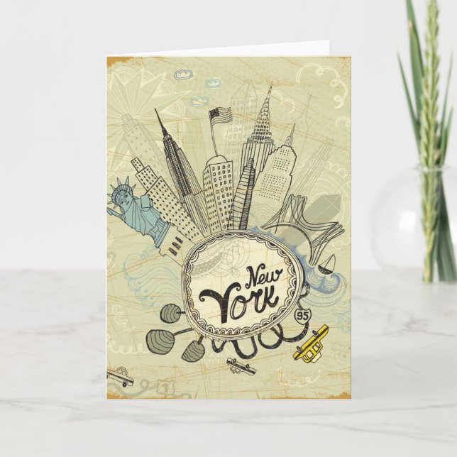 New York Doodle Poster Karte (Vorderseite)
