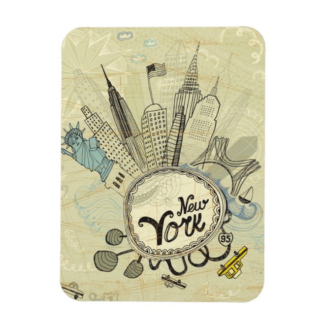 New York Doodle Poster Magnet (Vertikal)