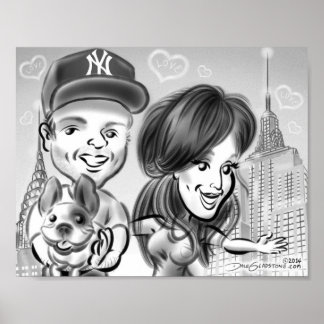 New York Dovers Liebeskarikaturenposter Poster