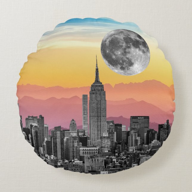 New York Dream Rundes Kissen (Vorderseite)