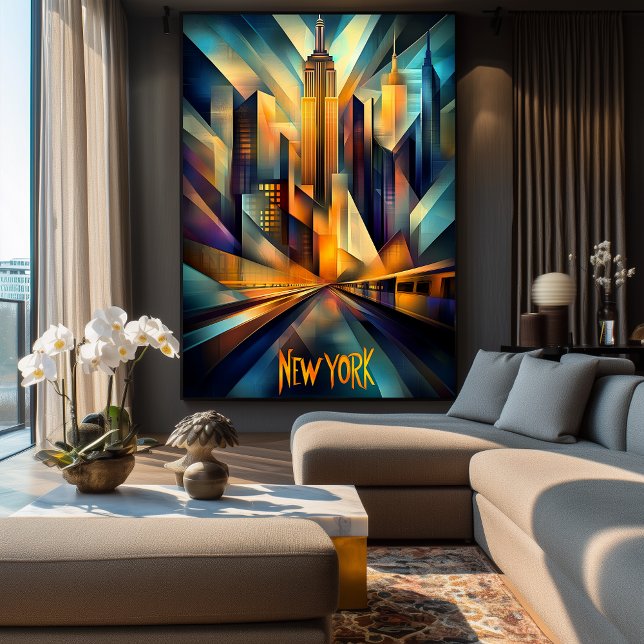 New York Dynamic Cubism - Modern Geometric Skyline Poster (Von Creator hochgeladen)