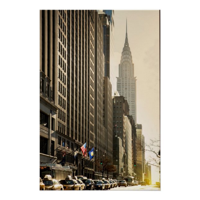 New York, E 42 St. und Chrysler Gebäude Poster (Vorderseite)