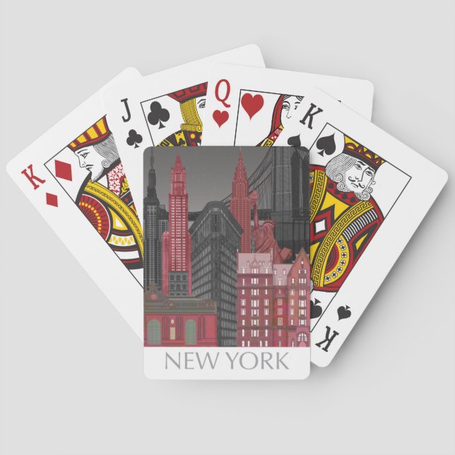 New York Elevations by Night - Red Spielkarten (Rückseite)
