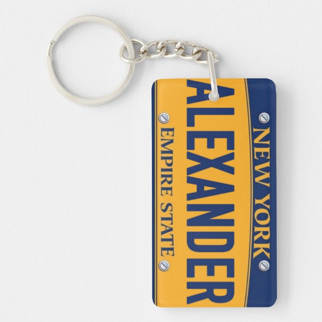 New York Empire State License Plate Art Custom Key Schlüsselanhänger (Vorderseite)