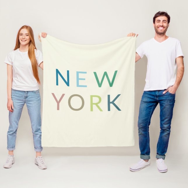 New York: Farbiger Text Fleecedecke (Beispiel)