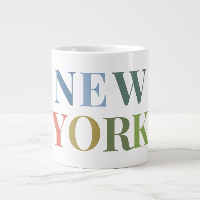 New York: Farbiger Text Jumbo-Tasse (Vorderseite)