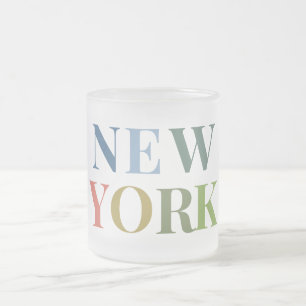 New York Farbiger Text Mattglastasse