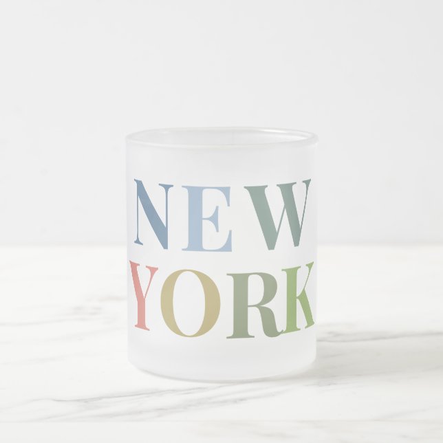 New York Farbiger Text    Mattglastasse (Mittel)
