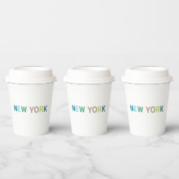 New York: Farbiger Text Pappbecher