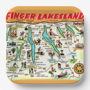 New York Finger Lakes Karte Pappteller