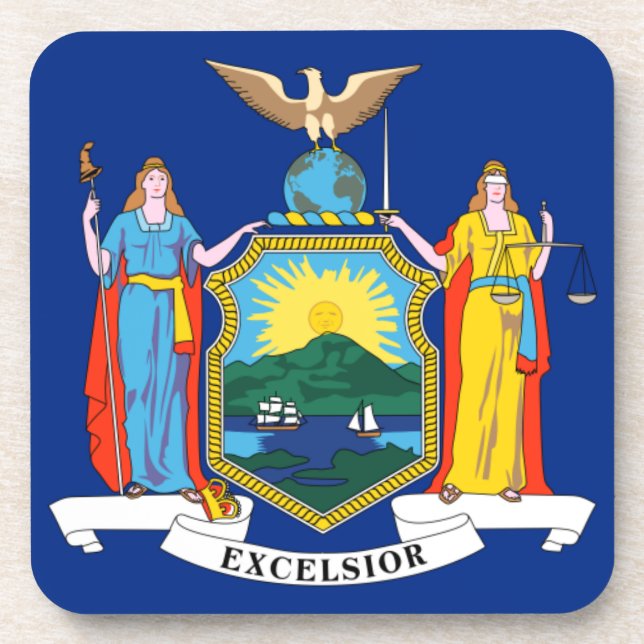 New York Flag, The Empire State, American Colonies Getränkeuntersetzer (Vorderseite)