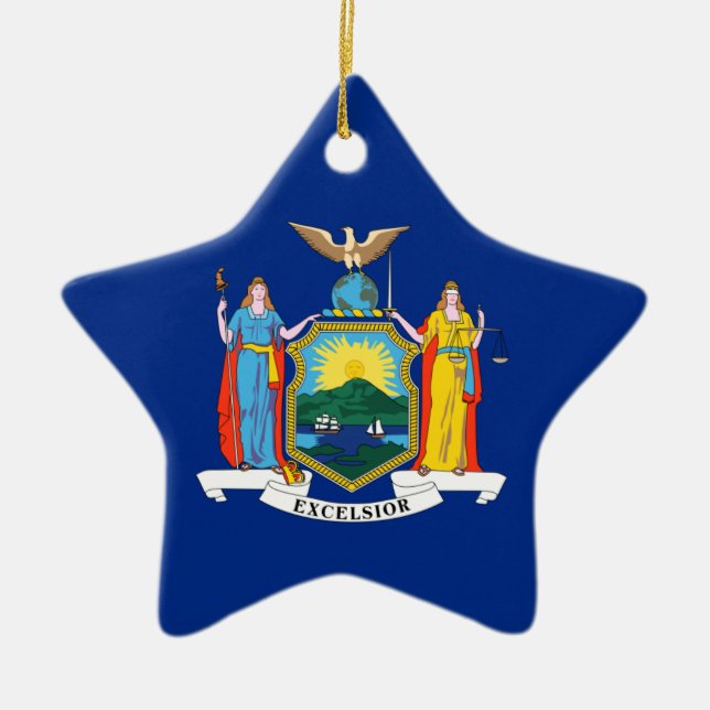 New York Flag, The Empire State, American Colonies Keramik Ornament (Vorne)