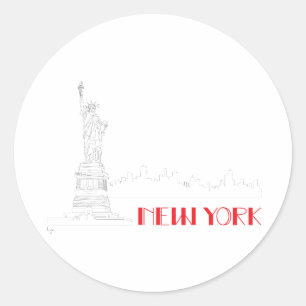 New York, Freiheitsstatue Cool Runder Aufkleber