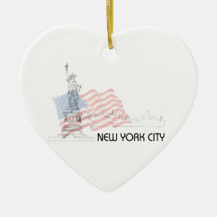 New York - Freiheitsstatue USA-Flagge Keramikornament