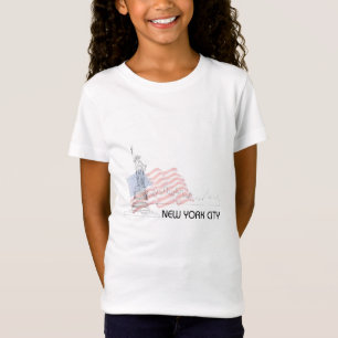 New York - Freiheitsstatue USA-Flagge T-Shirt