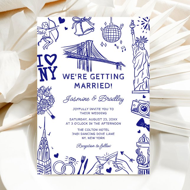 New York Fun Doodle Hochzeit Einladung (Von Creator hochgeladen)