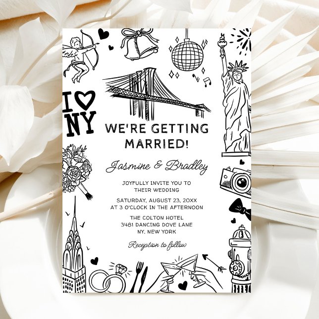 New York Fun Doodle Wedding Einladung (Von Creator hochgeladen)