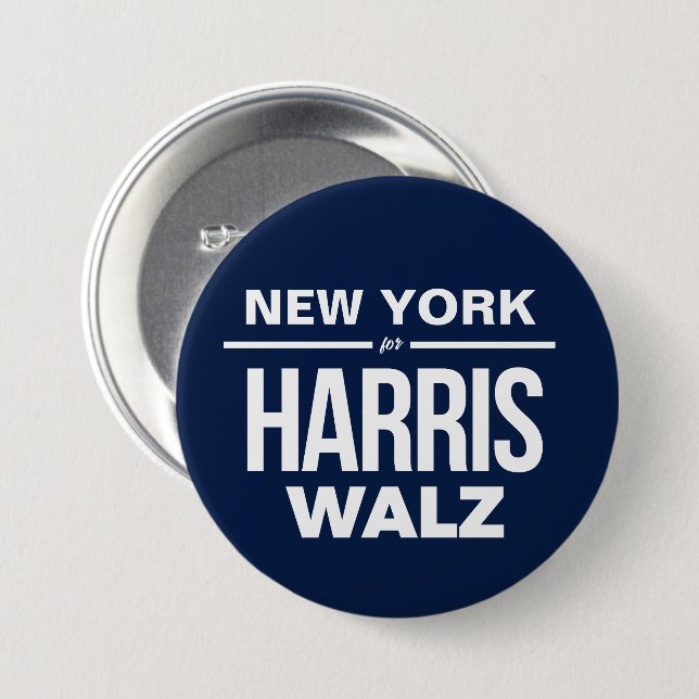 New York für Harris Walz Button (Vorne & Hinten)