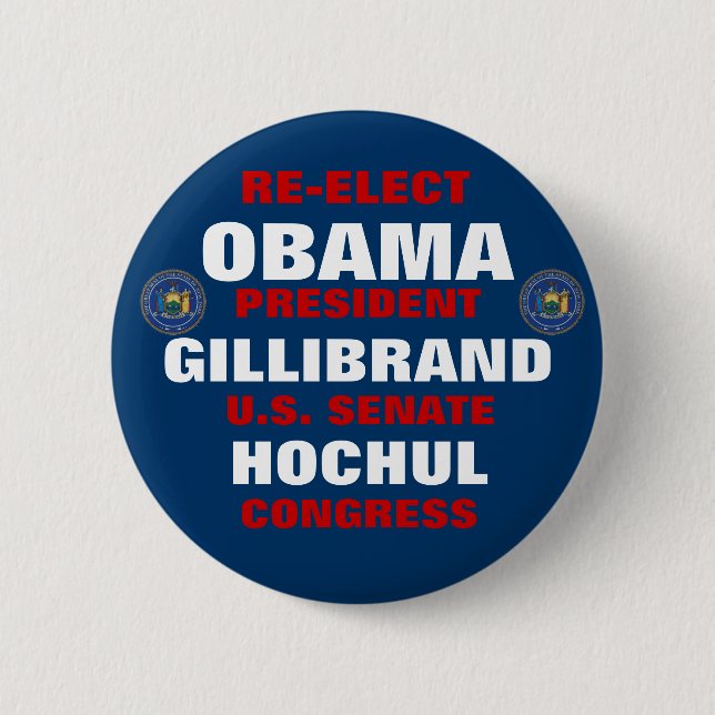New York für Obama Gillibrand Hochul Button (Vorderseite)