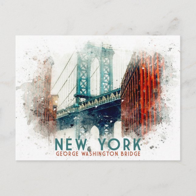 New York George Washington Bridge Retro Travel Postkarte (Vorderseite)