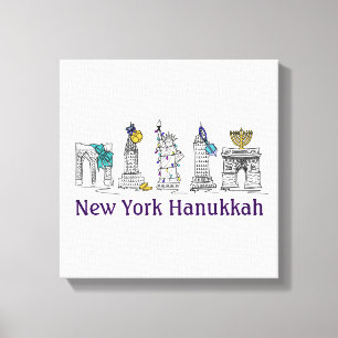New York Hanukkah Chanukah Holiday Illustration Leinwanddruck