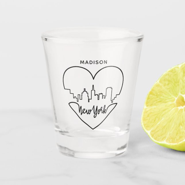 New York Heart individuelle Name Showglas Schnapsglas (Vorderseite)
