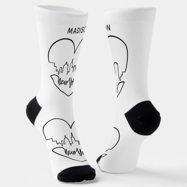 New York Heart individuelle Name Socken (Gewinkelt)