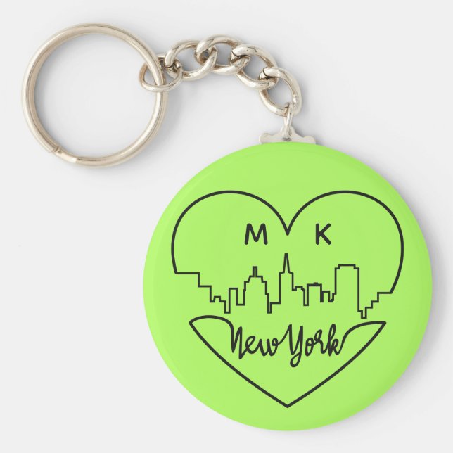 New York Heart kundenspezifische Monogramm-Schlüss Schlüsselanhänger (Vorne)
