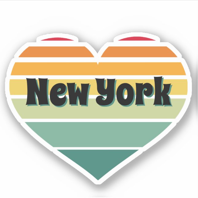New York Heart Retro Style Aufkleber (Vorderseite)