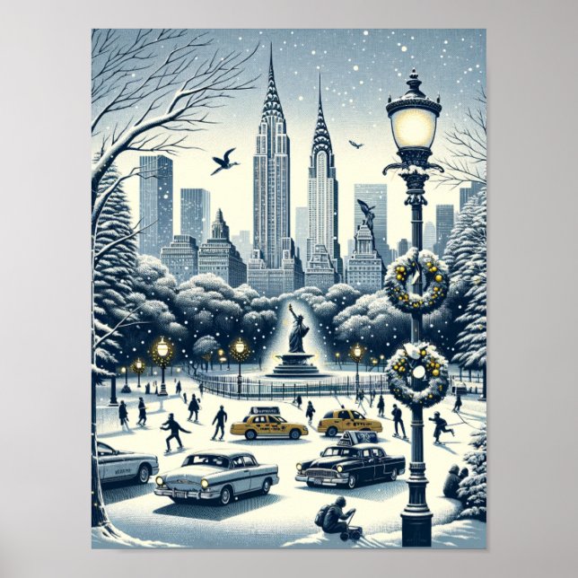 New York Holiday Elegance - Anpassbare Weihnachten Poster (Vorne)
