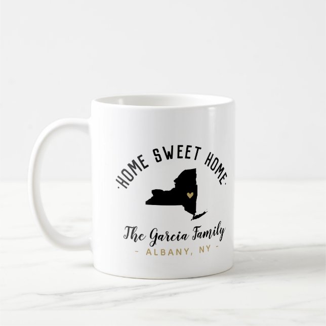 New York Home Sweet Home Famille Monogramme Mug (Gauche)