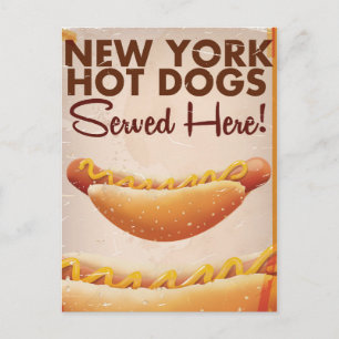 New York Hot Dog Vintage Poster Postkarte