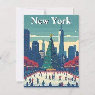 New York Ice Rink Weihnachtsbaum Reisen Postkarte