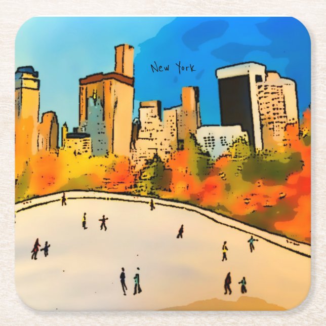 New York Ice rins Central Park Watch Rechteckiger Pappuntersetzer (Vorderseite)