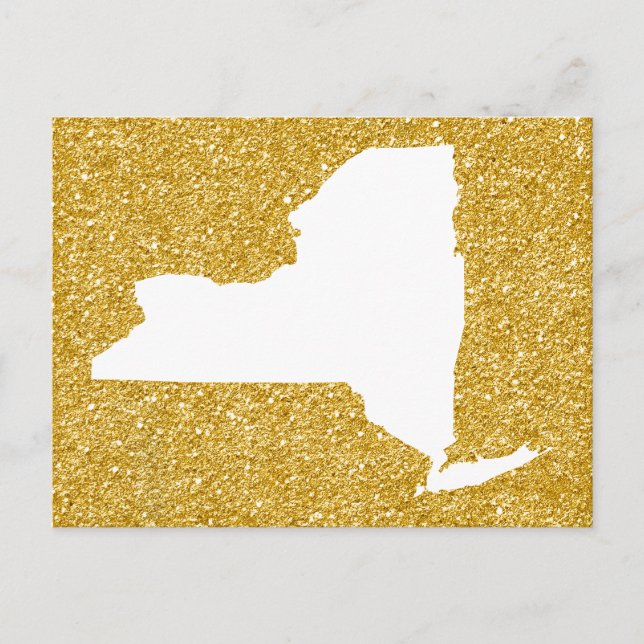 New York im Glitzer Weiß und Gold Postkarte (Vorderseite)
