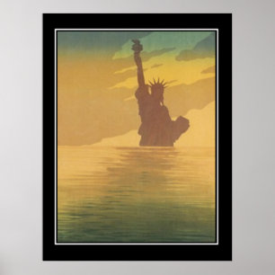 New York im nebeligen Vintage Poster