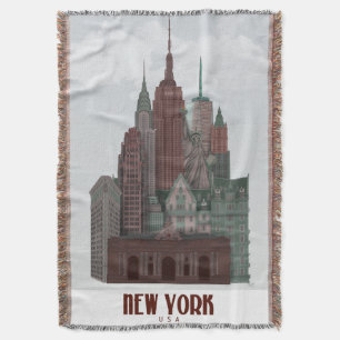 New York in den Wolken - dunkelrot und grün Decke