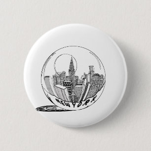New York in einer Glaskugel Button
