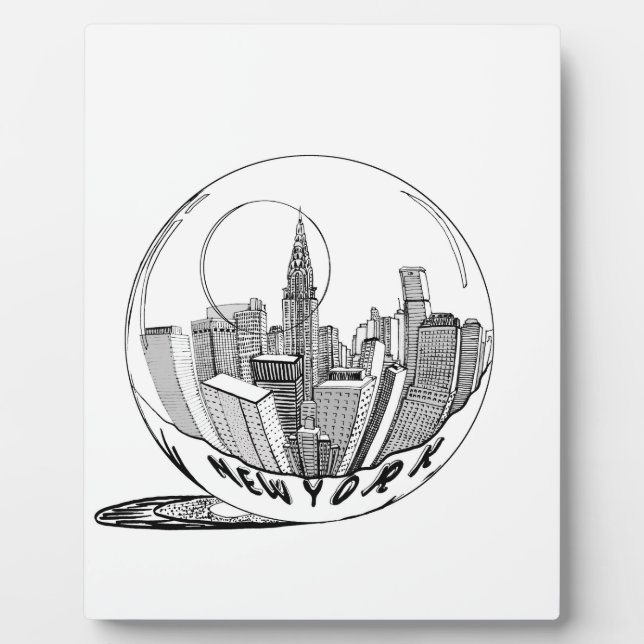 New York in einer Glaskugel Fotoplatte (Vorderseite)