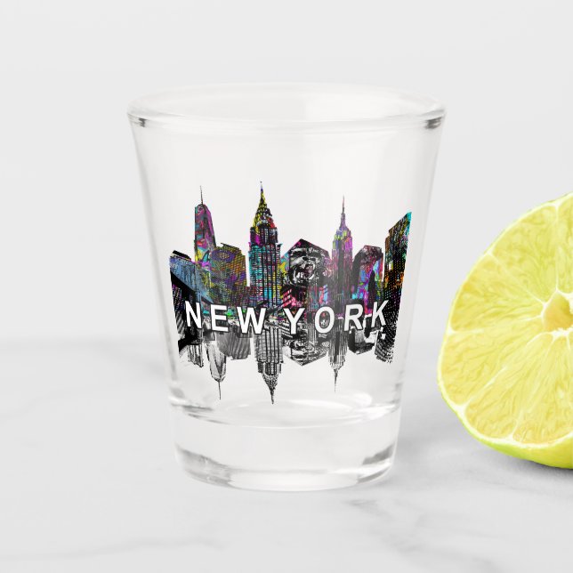 New York in Graffiti Shot Glass Schnapsglas (Vorderseite)