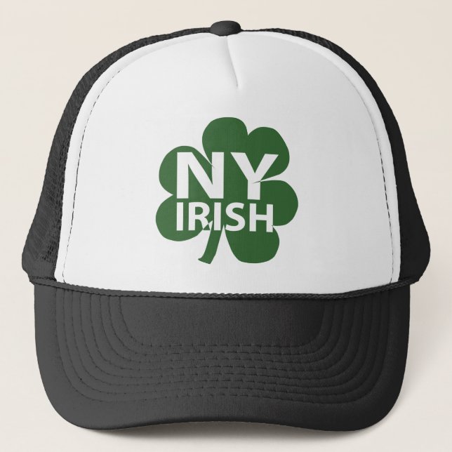 New York Irish Kleeblatt Trucker Hat Truckerkappe (Vorderseite)