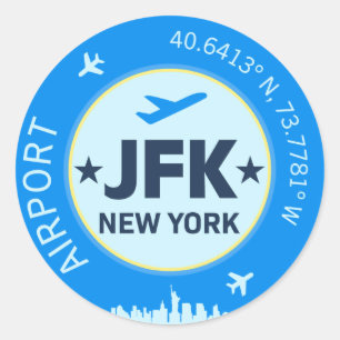 New York JFK Runder Aufkleber