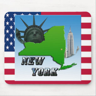 New York Karte, Statue der Freiheit, Denkmal Mousepad