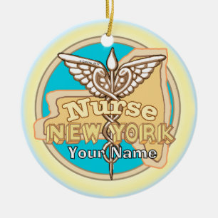 New York Krankenschwester Caduceus  Keramik Ornament