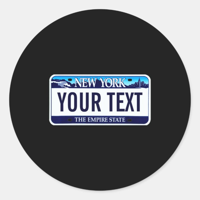 New York License Plate _1  Runder Aufkleber (Vorderseite)
