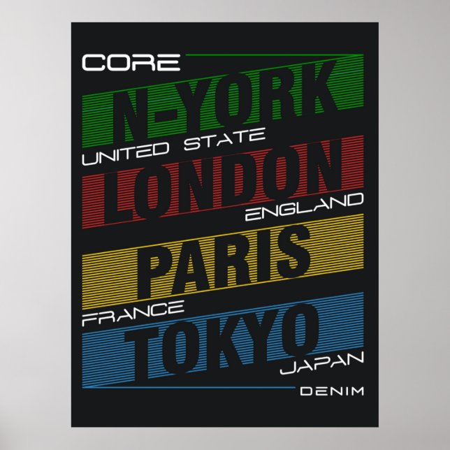 New York, London, Paris, Tokio Poster (Vorne)