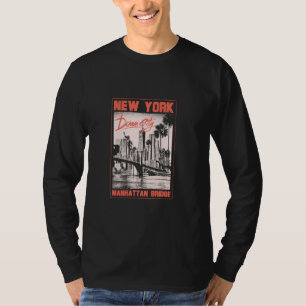 New York Manhattan Bridge Retro City Ästhetik T-Shirt