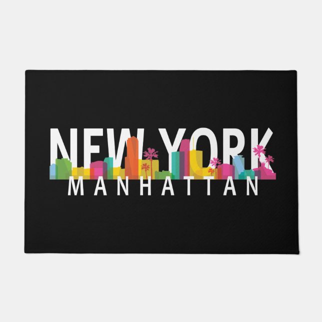 New York Manhattan Skyline mit Palmen Fußmatte (Vorderseite)