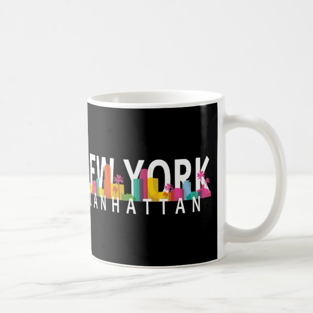 New York Manhattan Skyline mit Palmen Kaffeetasse (Rechts)