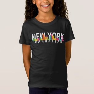 New York Manhattan Skyline mit Palmen T-Shirt